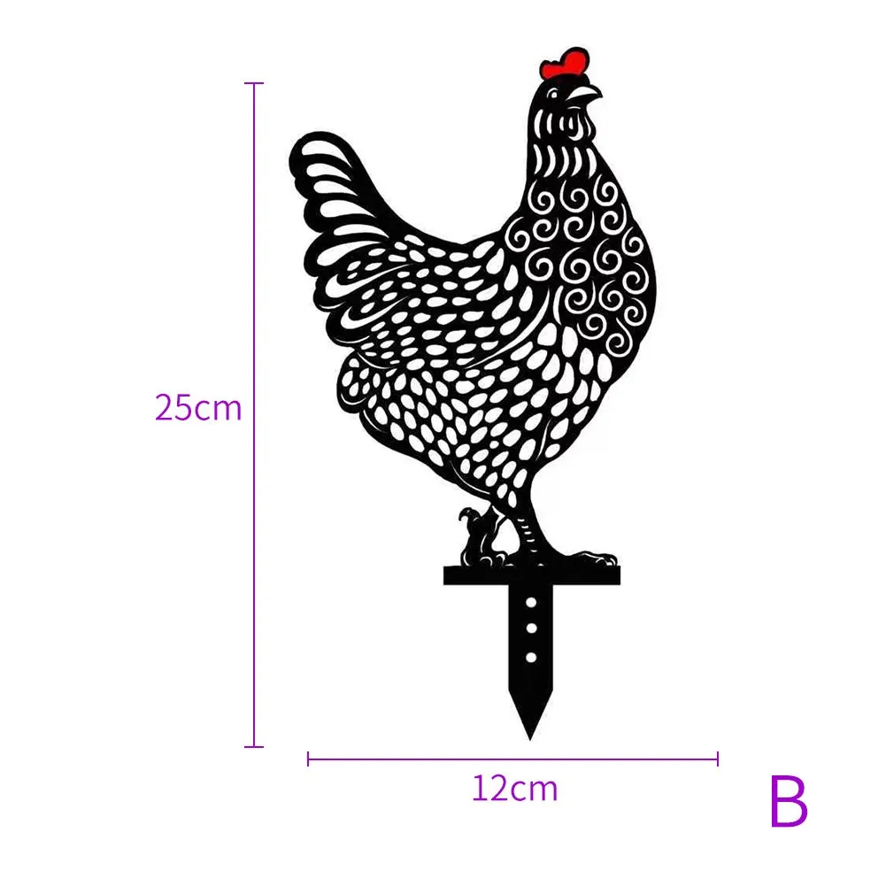 

1/5X Chicken Yard Art Ornament Outdoor Garden Backyard Stakes Hen Yard Decor Each Rust-colored Chicken Stake