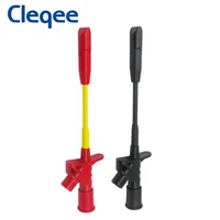 cleqee p5005 2pcs 10a professional piercing needle test clips multimeter testing probe hook with 4mm socket