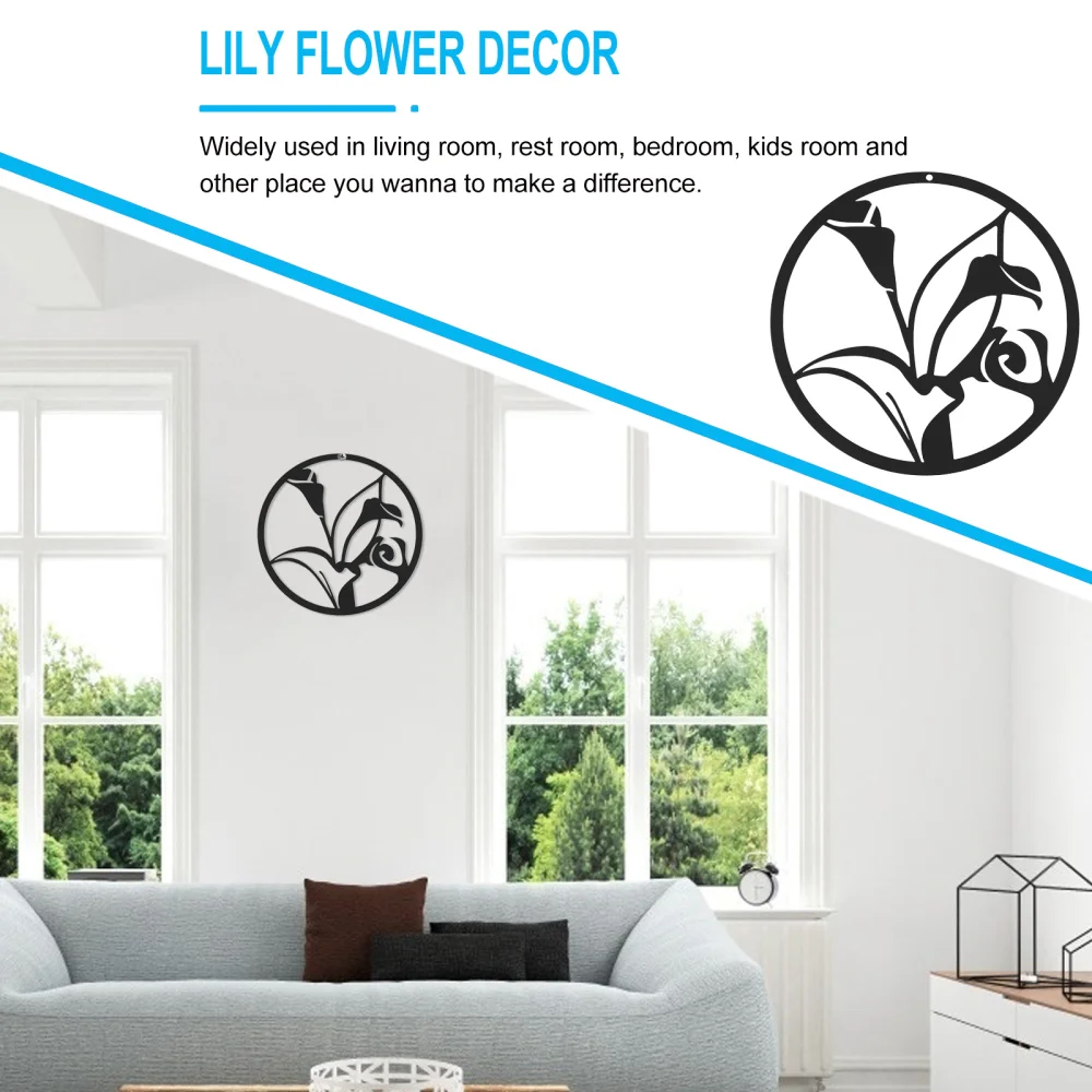

Stylish Wall Decoration Iron Lily Flower Hanging Accessories for Home Office