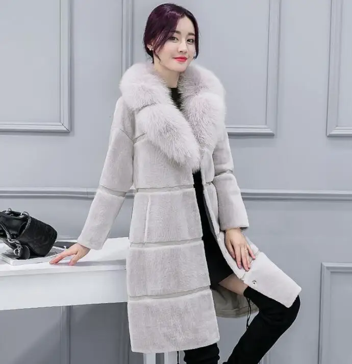 Новинка 2019 пальто из искусственного меха женские зимние овчины однотонные