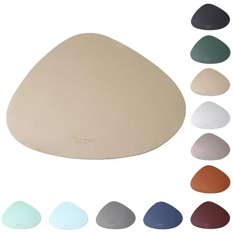 

1 Pcs Faux Leather Placemat Milk Tea Triangular Table Mat Heat Insulation Dining Table Bowl Pads Kitchen Table Mats Accessories