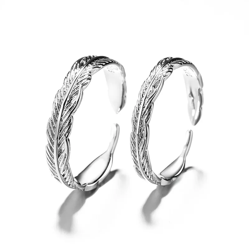 Кольцо серебряное в виде листа пера для мужчин и женщин винтажное вращающееся