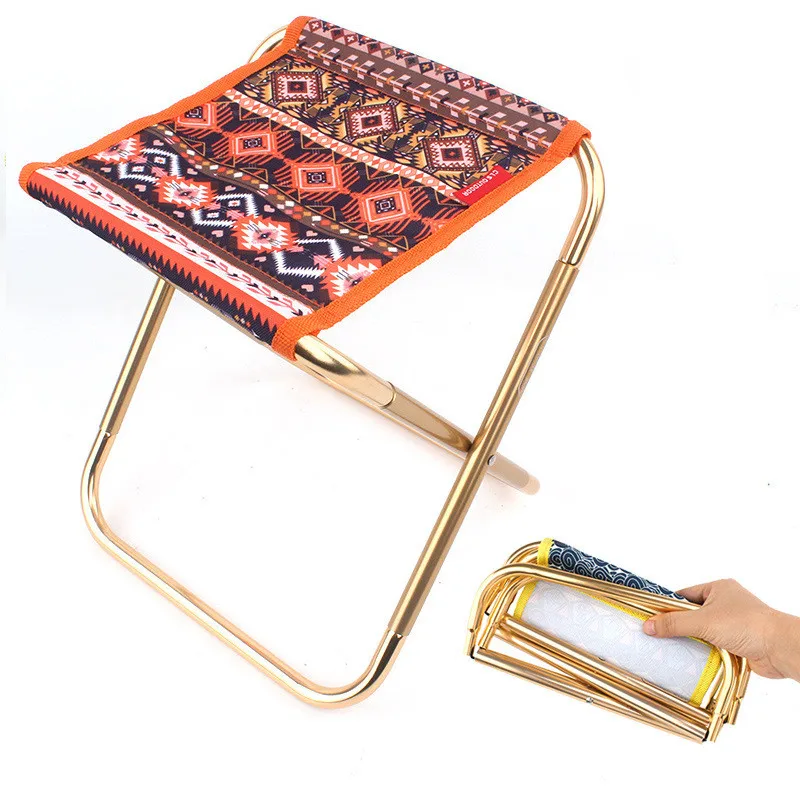 

Ultra-light Aluminum Alloy Outdoor Portable Folding Stool, Foldable Fishing Camping Chair, Picnic BBQ Beach Seat, Storage Bag