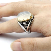 925 sterling silver ring mens white agate stone ring vice stone spinel mens high jewelry
