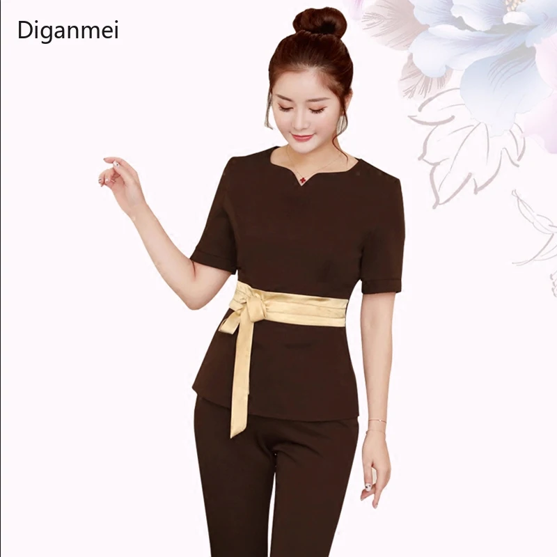 

Summer short sleeve Beauty salon female Fashion Work clothing hotel Waiter work clothes Sauna foot bath Uniforms SPA Uniform