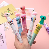 10 colors ballpoint pen kawaii cute animal cartoon pens student writing gel pens learning office supplies colorful refill