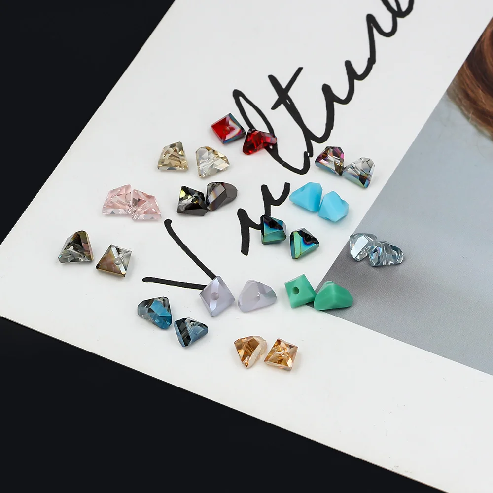 

MEIBEADS 10pcs Crystal Beads Bicone Shape Jewelry Findings Tassel Lariat Earring Glass Quartz Charms Bracelet Accessories BD495