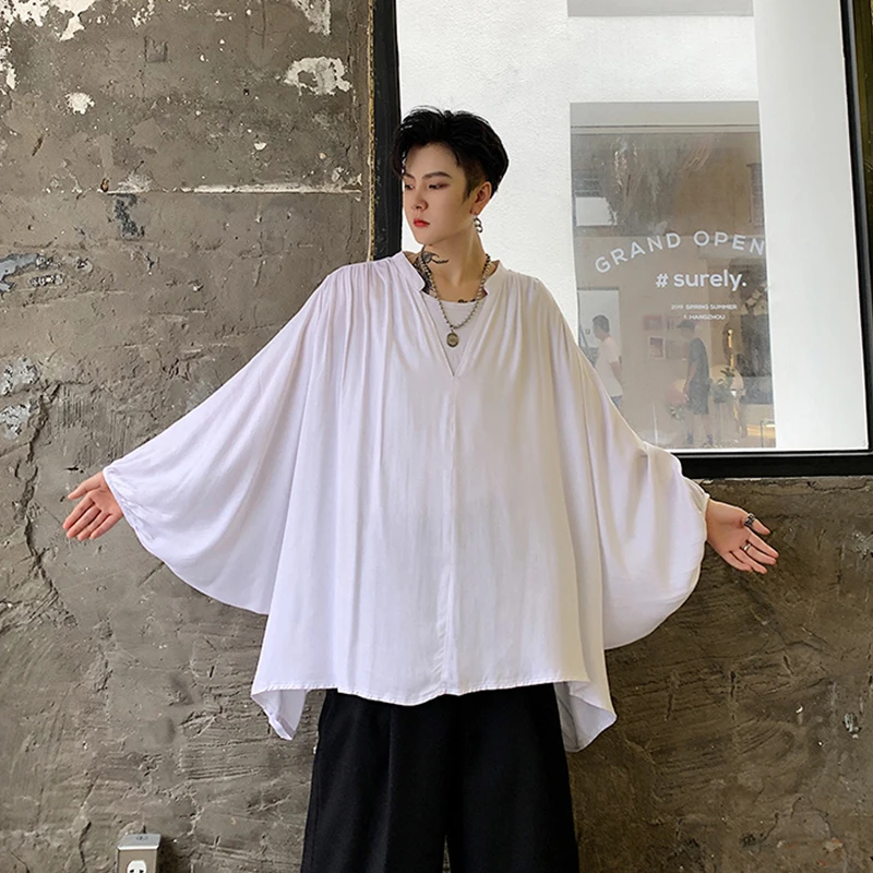 Мужская свободная Осенняя рубашка в стиле ретро с V образным