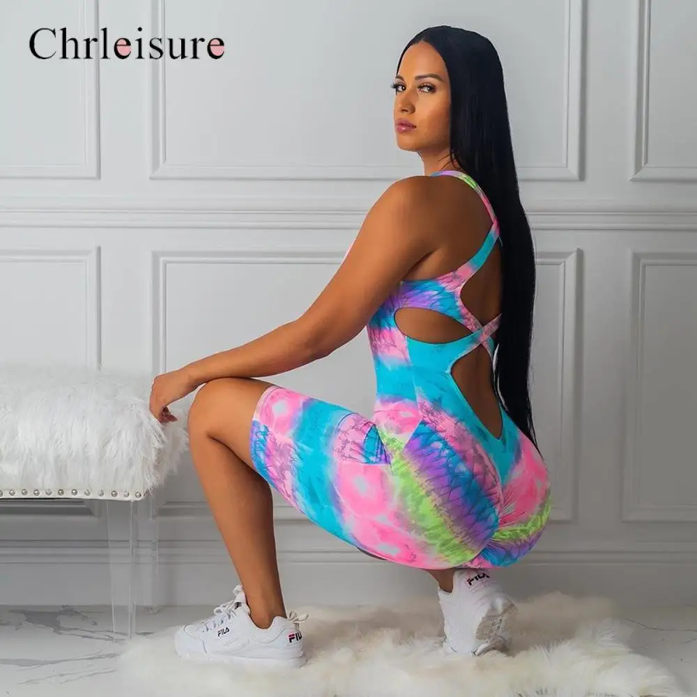 Женский эластичный обтягивающий комбинезон с открытой спиной