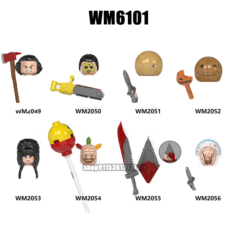 

8pcs Movies Hero Serie Elvira Jack Torrance Legion Bricks Action Mini Figure Heads Building Blocks Doll Anime Figures WM6101