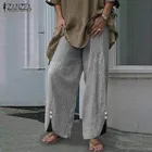 Брюки ZANZEA женские брюки с широкими штанинами, винтажные длинные брюки, Повседневная Уличная одежда для работы, осень 2021