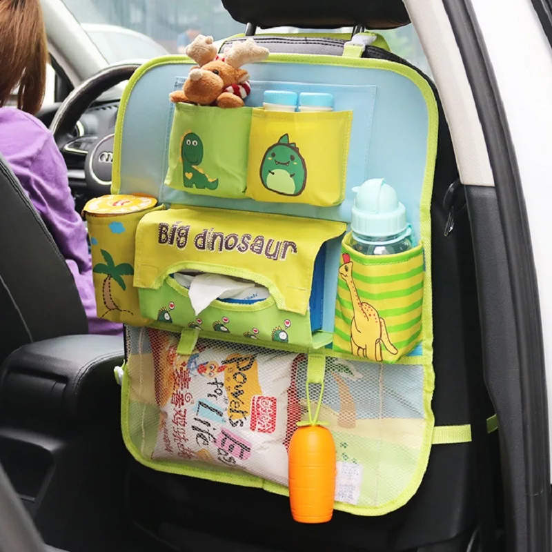 

Car Kids Seat Back Kick Mat Organizer Bag Cover Protector Bottle Tissue Holder Cartoon Auto Stowing Tidying