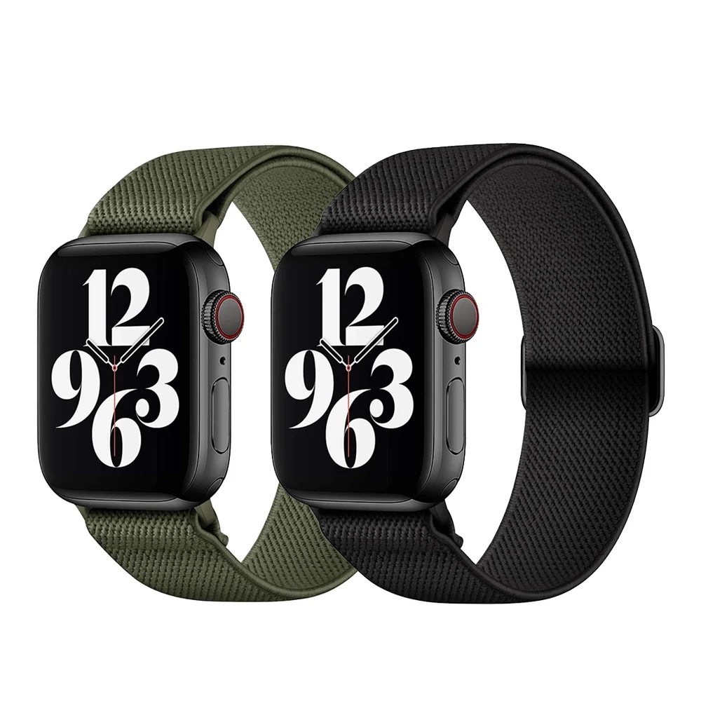 For Apple watch band Adjustable Elastic Nylon Solo Loop Scrunchie Strap 44mm 40mm 38mm 42mm bracelet iWatch series 6 5 watchband