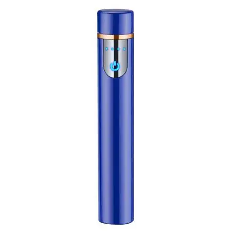 Blue Сенсорный экран USB зарядка Зажигалка Ветрозащитная креативная электронная Вольфрамовая зажигалка Подарочный фильтр Держатель для сигарет - Цвет: Blue