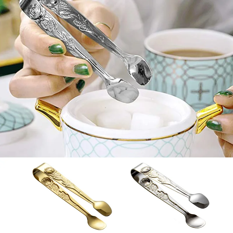 

Rose Handle Mini Serving Tongs Sugar Cube Tongs Stainless Steel Mini Ice Tong Perfect For Tea Party Coffee Bar Supplies Kitchen