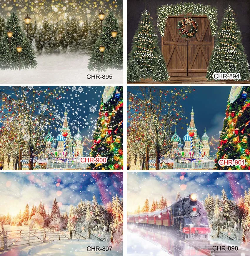 

Christmas Family Party Backdrops Winter Snow Tree Santa Wood Floor Kid Backgrounds Gift Photocall For Photo Studio