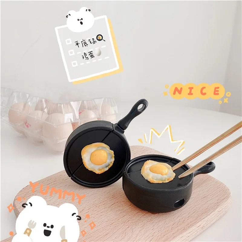 

For Airpod 1 2 Case saucepan pan Fried egg cute cartoon Case For Airpods pro Case Soft silicone Earphone Cover Funda