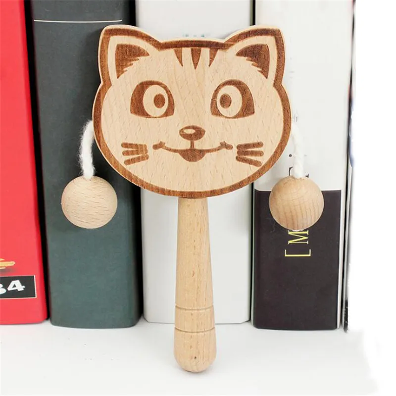 

Baby Toys 0-12 Months Beech Wood Cartoon Animal Rattles Early Childhood Music Toy Infant Pacify Toys Montessori Stroller Toys