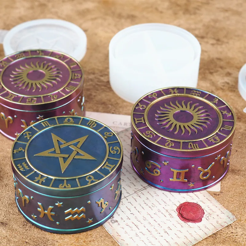 DIY Crystal Epoxy Resin Mold 12 Constellation Starry Sky Five-Pointed Star Storage Box Mirror Silicone For |