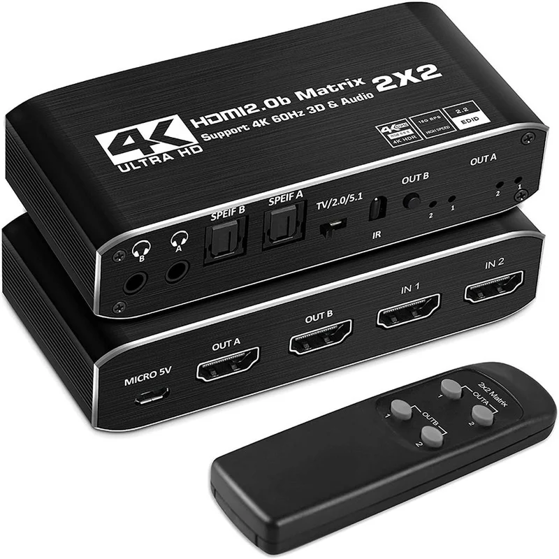 

HD-MI matrix 2 in 2 out HDMI-compatible2x2 dual audio output fiber HDMI-compatible switcher distributor HDMI-compatible matrix