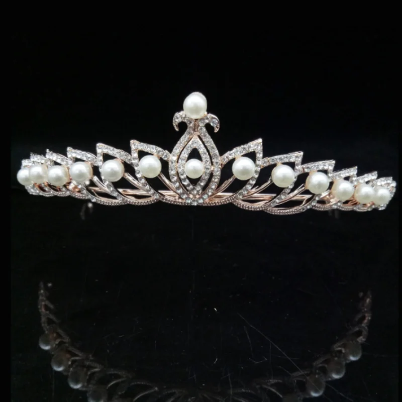 Свадебные украшения простая Свадебная жемчужная корона тиара роскошные стразы