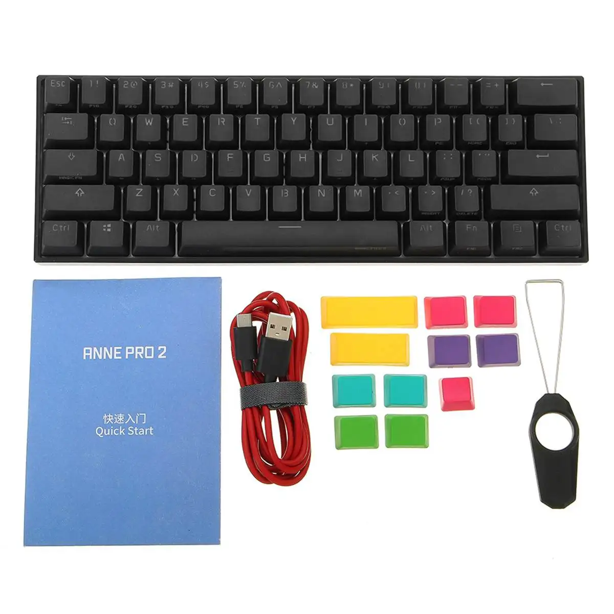 Миниатюрная Механическая игровая клавиатура Anne Pro 2 Pro2 NKRO bluetooth 5.0 Type-C RGB 60% Cherry Gateron