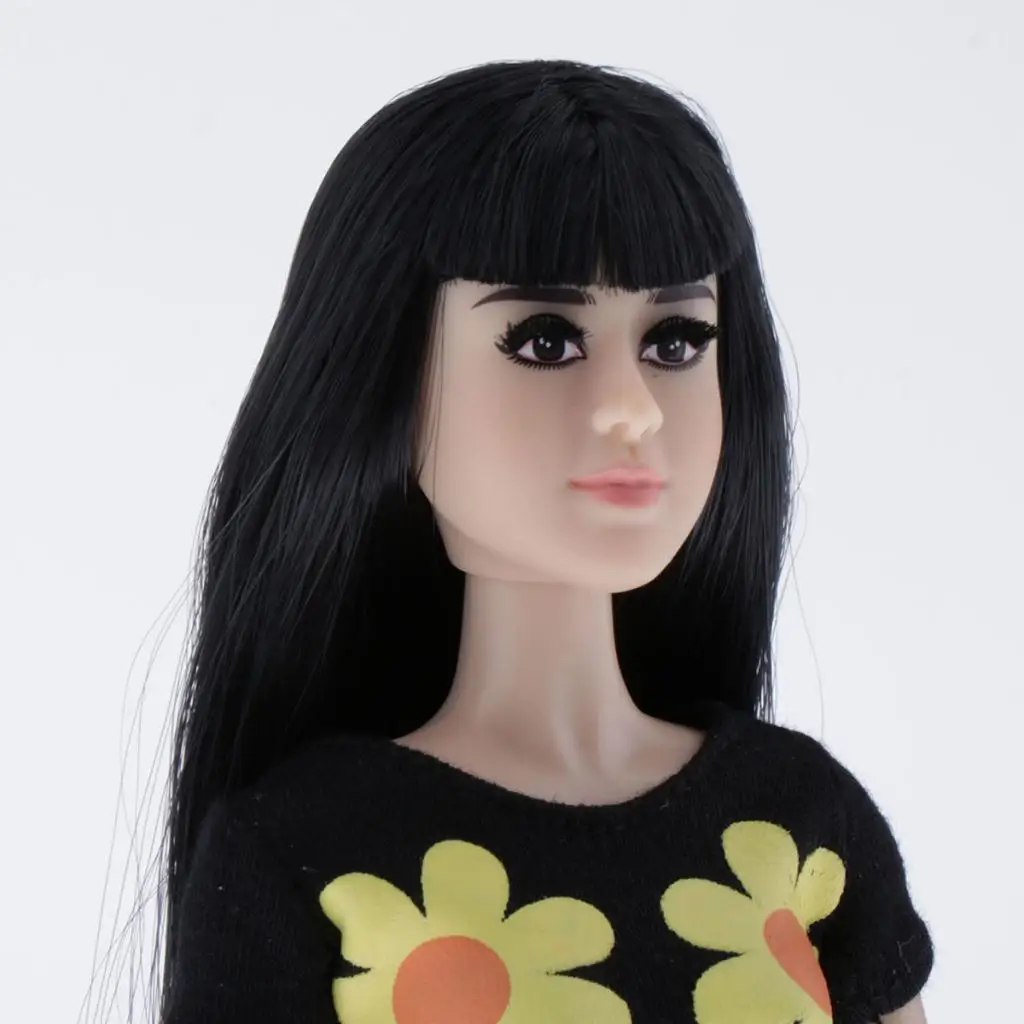 

1/6 гибкое платье для девочек с 22 суставами и прямыми волосами с цветочным узором