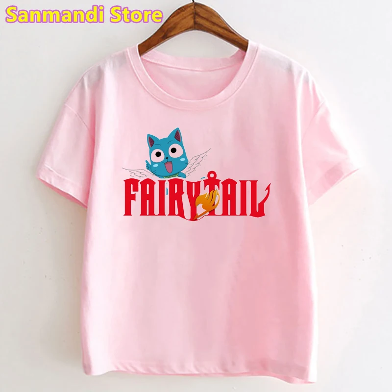Camiseta con estampado de dibujos animados de FAIRY TAIL para ni&ntilde;os, ropa para ni&ntilde;as y ni&ntilde;os, camiseta con alas de &Aacute;ngel, ropa para ni&ntilde;os, Tops 2021-2