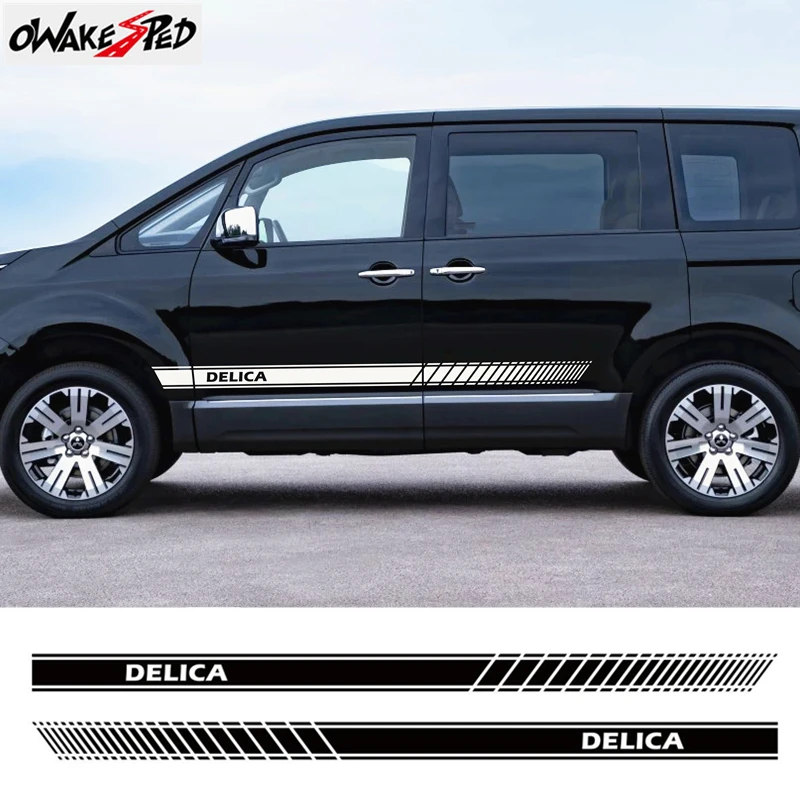 2 шт. автомобильные спортивные Стильные наклейки в полоску на дверь и юбку