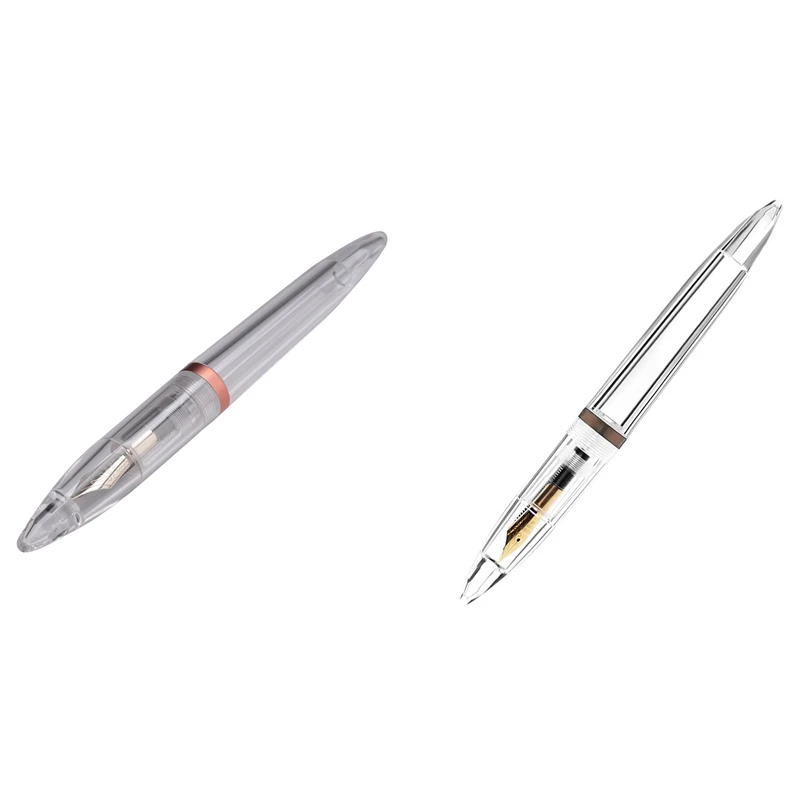 

2Set0.5mm Nib Fountain Pen with Eyedropper High Capacity Transparent Pens Office School Supplies, Rose Gold & Gray