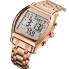 Новое поступление, мусульманские наручные часы, розовое золото, нержавеющая сталь, исламский азан, наручные часы, цифровые светодиодные часы 6007