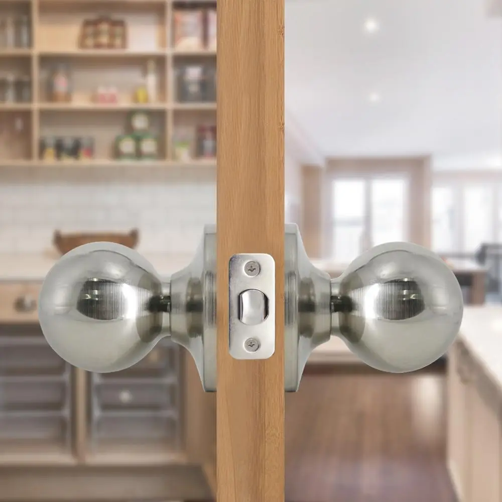 Probrico Round ball Door handles for Interior Doors front back gate knobs latch/ lock cylinder bedroom door locks handle set |