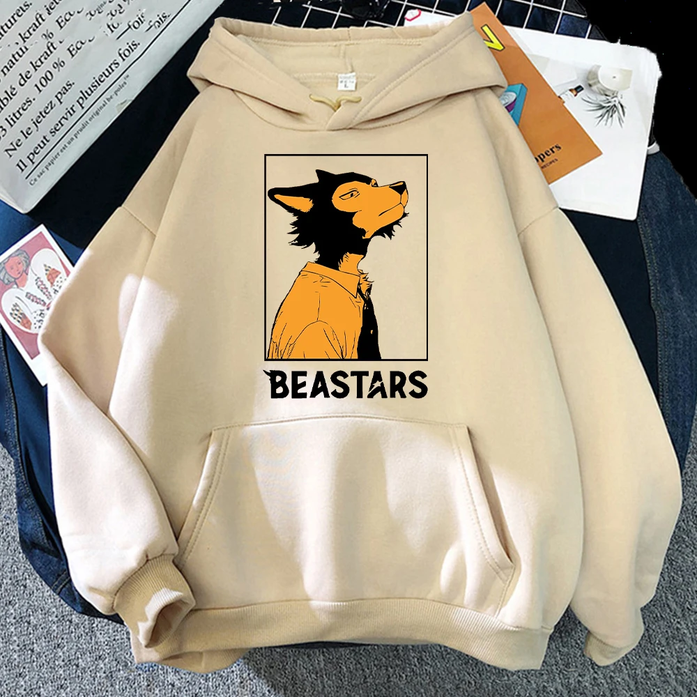 Толстовка BEASTARS Legoshi в стиле Харадзюку, крутая винтажная Толстовка Оверсайз для мужчин и женщин, одежда с принтом в стиле Харадзюку, осенне-весенние пуловеры 2021 - изображение