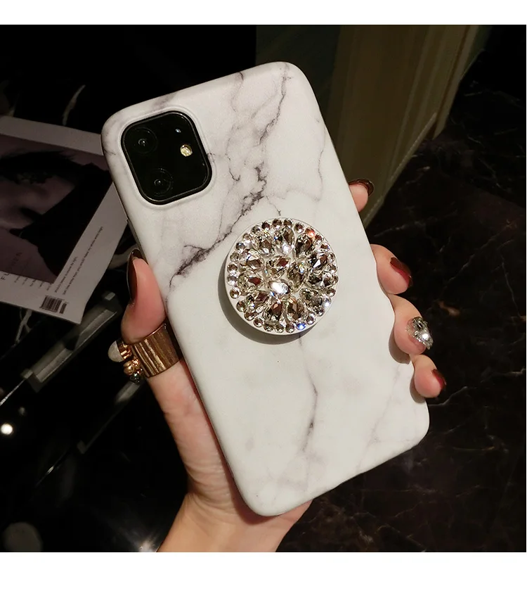 

Luxury diamond Bracket White marble support Soft silicone phone case for iphone 12 MiNi X XR XS MAX 7 8 plus 11 Pro cover Funda