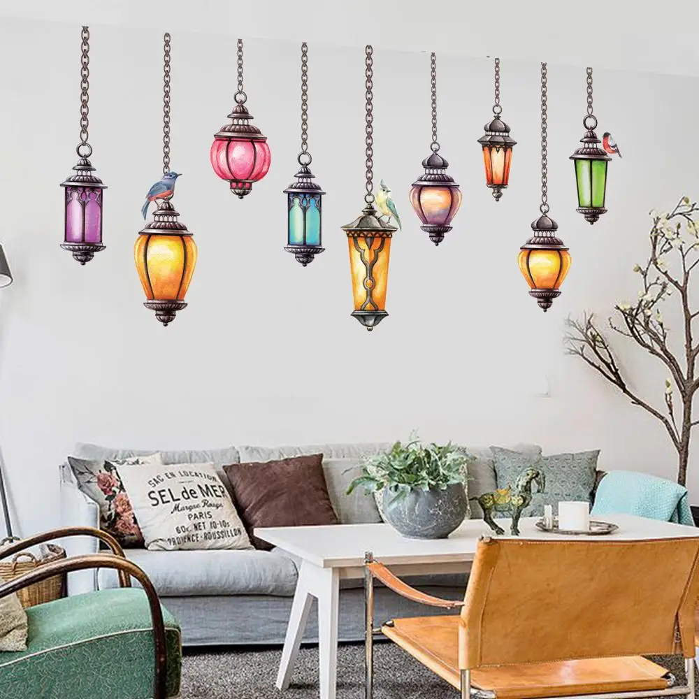 Большая цветная экзотическая люстра настенная наклейка сделай сам для гостиной