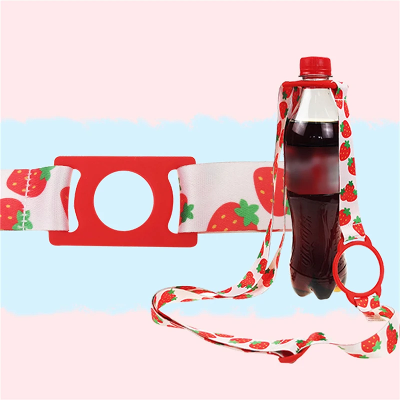 

Cute Wide Mouth Thermos Drink Bottle Shoulder Travel Belt Portable Water Cup Lanyard Buckle Hanging Rope Portable Strap Lanyard