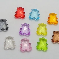 100 mixed color transparent acrylic faceted bear charms pendants 17x15mm top drilled