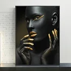 Nordic черный и золотой Африканская женщина модель Плакаты и принты фигурный настенный художественный холст Картины фотографии Гостиная домашний декор