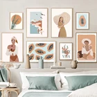 Пляжная девушка папайя солнце лист раньше Картина на холсте скандинавские постеры и принты абстрактные настенные картины для декора гостиной