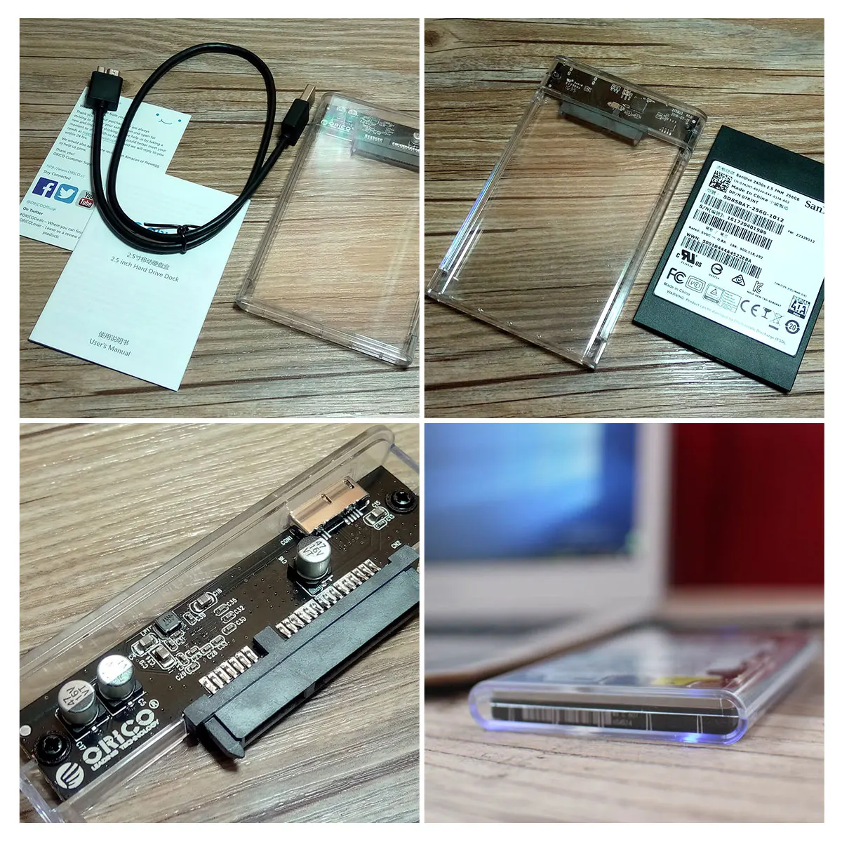 ORICO HDD чехол 2,5 дюймов прозрачный SATA для USB 3,0 3,1 чехол для жесткого диска 5 Гбит/с 4 ТБ UASP type C корпус SSD, HDD 10 Гбит/с