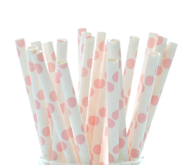 Соломинки бумажные светло-розовые для детей 25 шт./лот | Дом и сад