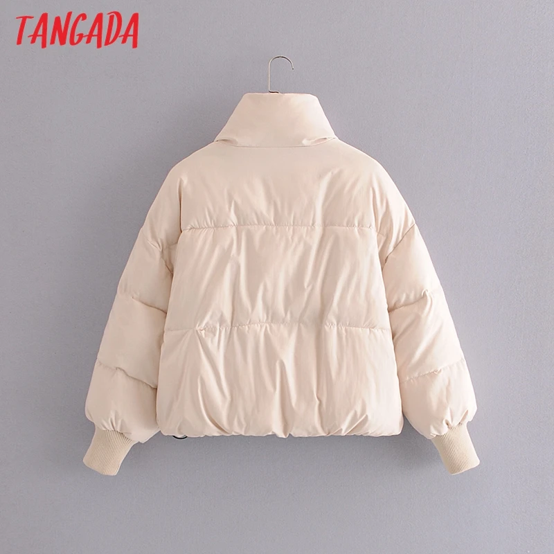 

Tangada Women Solid Beige Oversize Parkas Thick 2020 Winter Zipper Pockets Female Warm Elegant Coat Jacket QN15