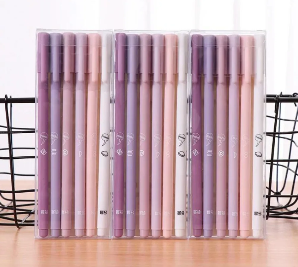 

6 шт./компл. розовый гелевый милый кавайный Набор ручек, ручки для школы, канцелярские принадлежности, поставщики, офисные и аксессуары, канц...