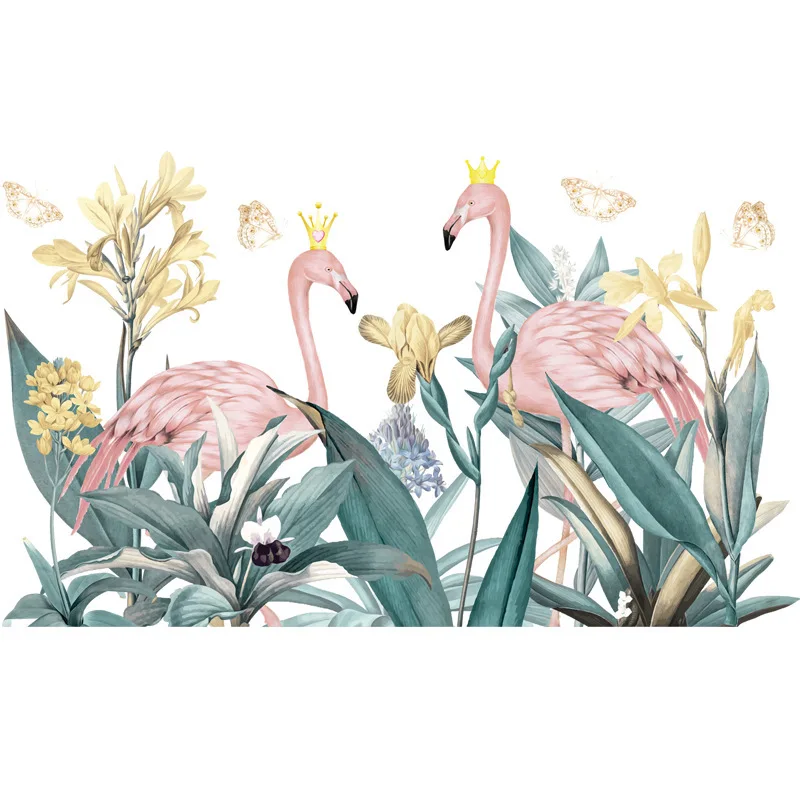 

Wall sticker ins wind tropical leaf flamingo decoration self-adhesive painting heart