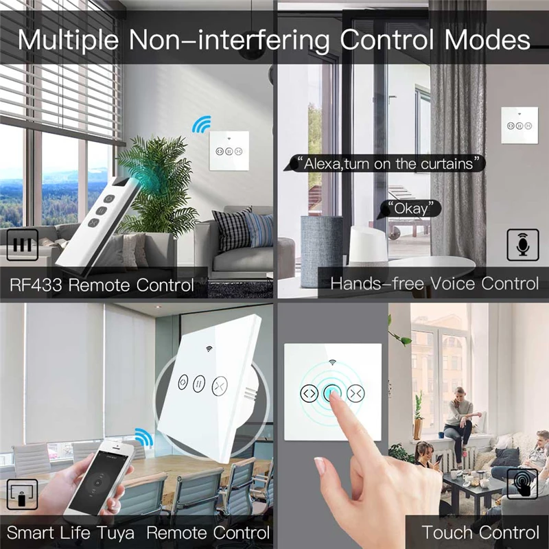 Wi-Fi RF433 умные сенсорные роликовые шторы для занавесок переключатель двигателя Tuya