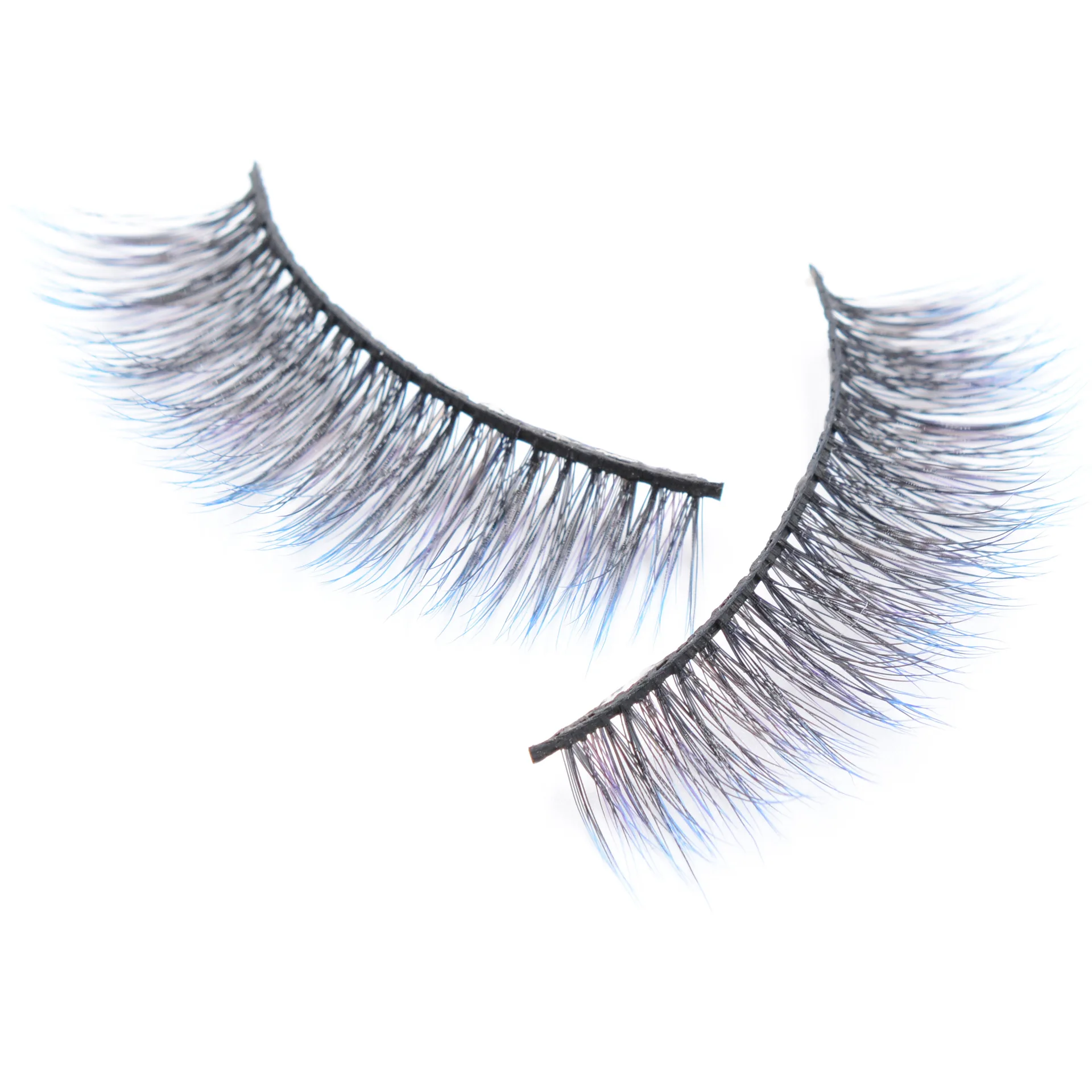 Накладные ресницы 3D из натурального норкового волоса цветные накладные голубого