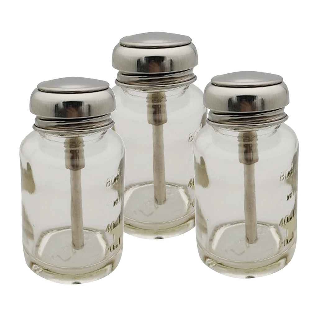 

3Pcs 80ml Glass Push Down Press Bottles Alcohol Dispenser Vials