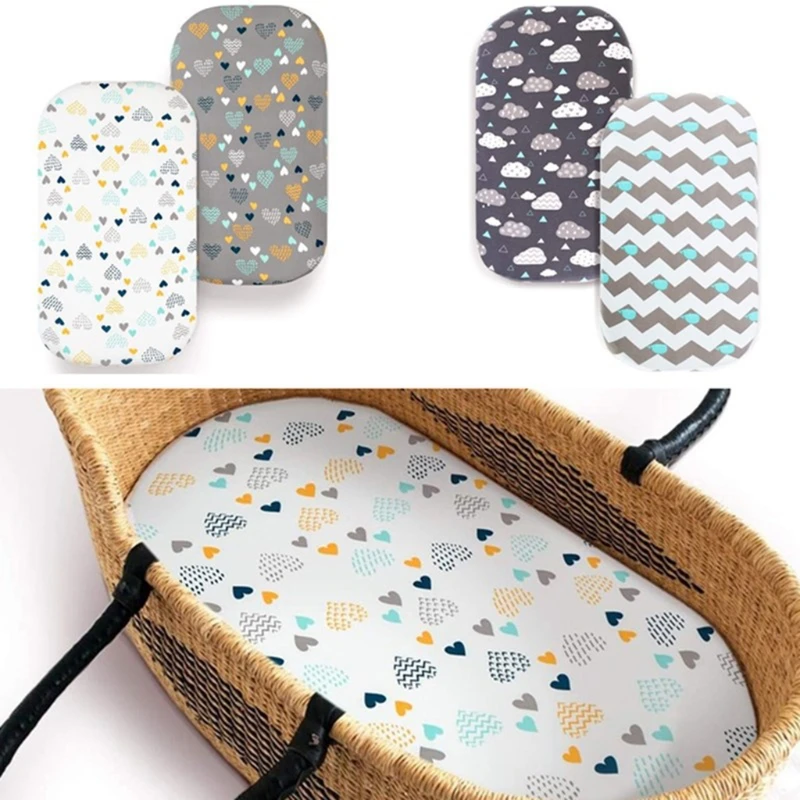 

Baby Moses Basket Sheet Mattress Removable Cover Mini Cradle Bedding Protector Printing Crib Care Changing Table Pad