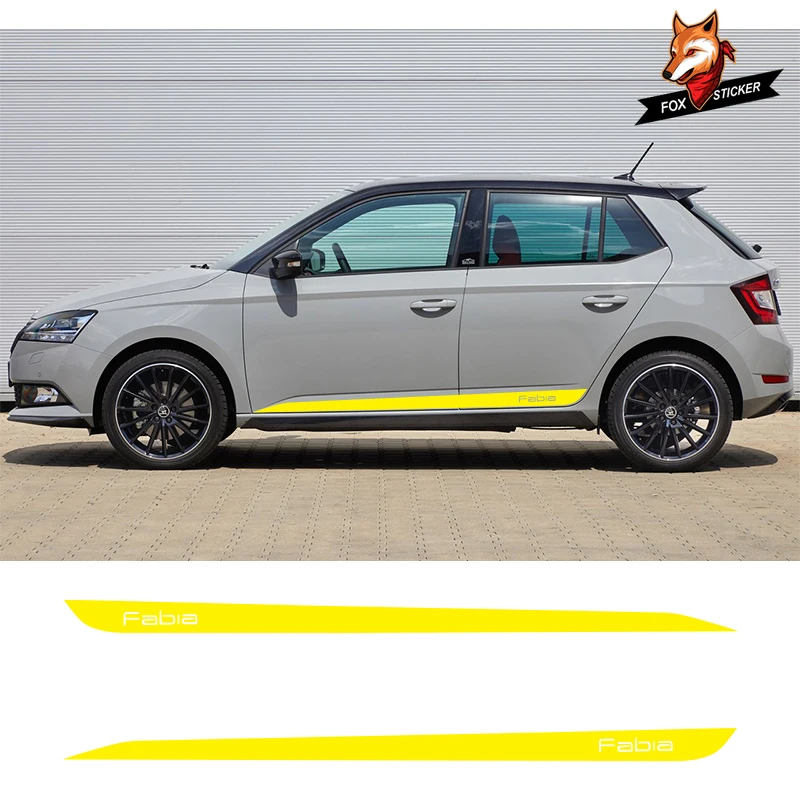 Виниловые наклейки для автомобиля 2 шт. в полоску по бокам с юбкой спортивный