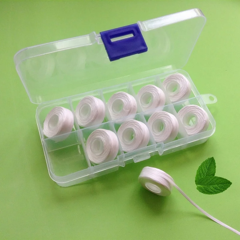 

10pcs PTFE Flat Thread Dental Floss Ultra Thin Wire Replacement Rolls With Collect Box For Clean Teeth Personal Oral Hygiene